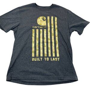 Carhartt Men's T-Shirt Large Gray Short Sleeve Camo Graphic "Built To Last" Tee